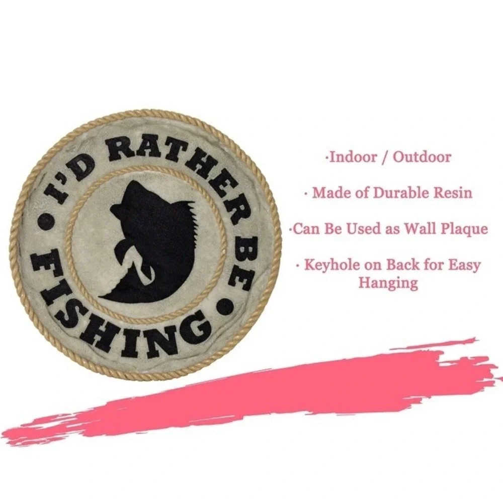 Garden Décor I'd Rather Be Fishing Stepping Stone Decorative Stone